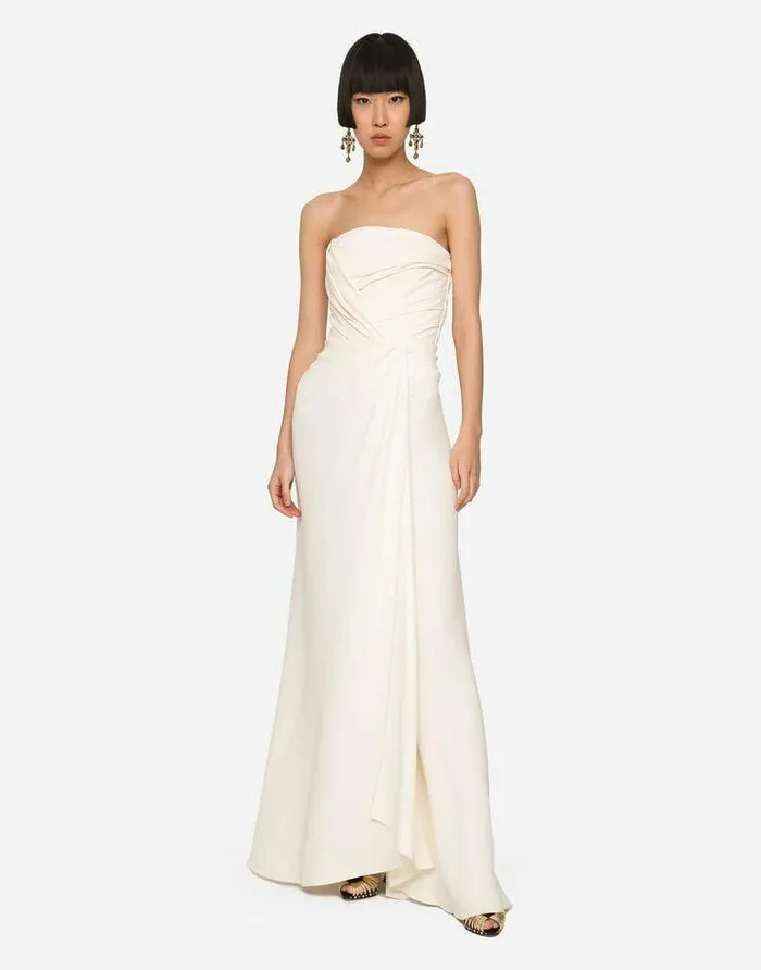 Dolce and Gabbana Dresses Women Long Sable Dress With Side Slit White Dolce and Gabbana Dresses Women Long Sable Dress With Side Slit White