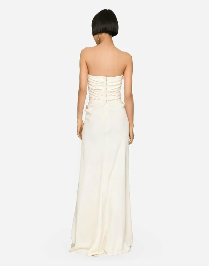 Dolce and Gabbana Dresses Women Long Sable Dress With Side Slit White Dolce and Gabbana Dresses Women Long Sable Dress With Side Slit White
