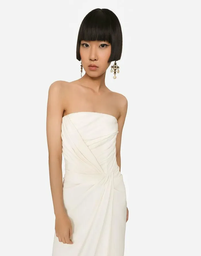 Dolce and Gabbana Dresses Women Long Sable Dress With Side Slit White Dolce and Gabbana Dresses Women Long Sable Dress With Side Slit White