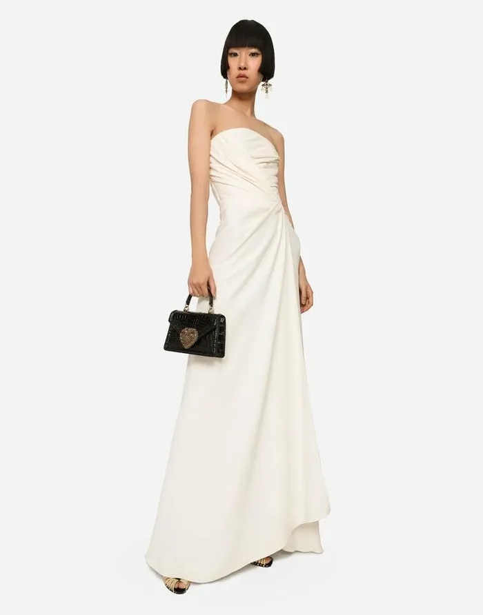 Dolce and Gabbana Dresses Women Long Sable Dress With Side Slit White Dolce and Gabbana Dresses Women Long Sable Dress With Side Slit White