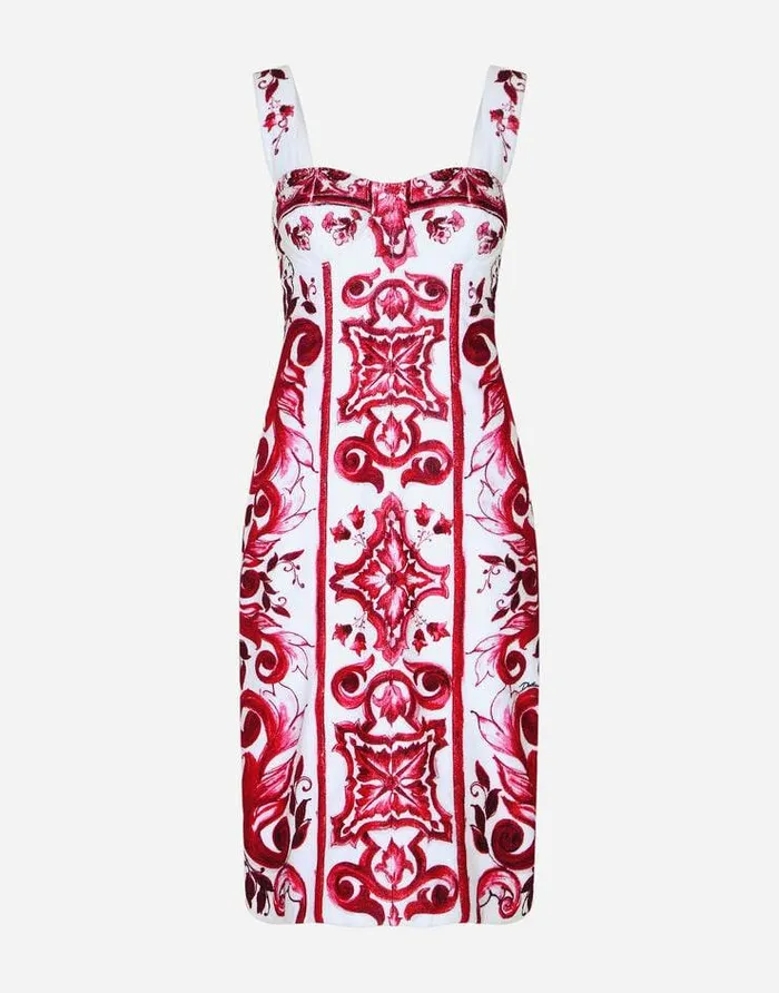 Dolce and Gabbana Dresses Women Majolicaprint Terrycloth Midi Dress Multicolor Dolce and Gabbana Dresses Women Majolicaprint Terrycloth Midi Dress Multicolor