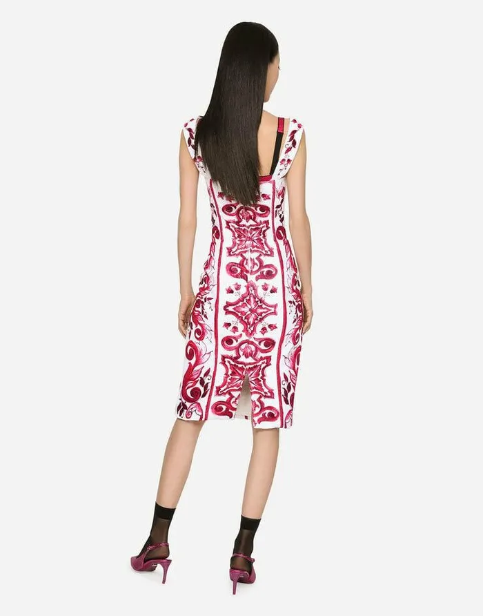 Dolce and Gabbana Dresses Women Majolicaprint Terrycloth Midi Dress Multicolor Dolce and Gabbana Dresses Women Majolicaprint Terrycloth Midi Dress Multicolor