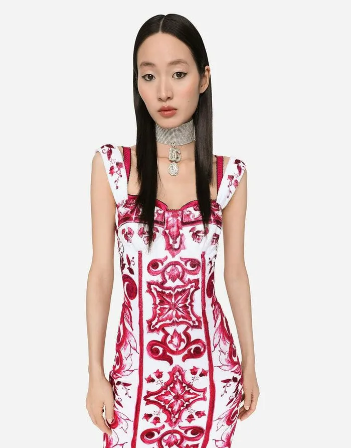 Dolce and Gabbana Dresses Women Majolicaprint Terrycloth Midi Dress Multicolor Dolce and Gabbana Dresses Women Majolicaprint Terrycloth Midi Dress Multicolor