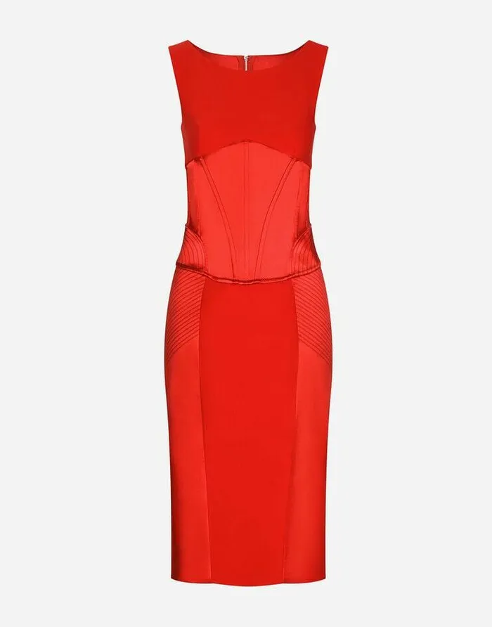 Dolce and Gabbana Dresses Women Satin And Cady Calflength Dress Red