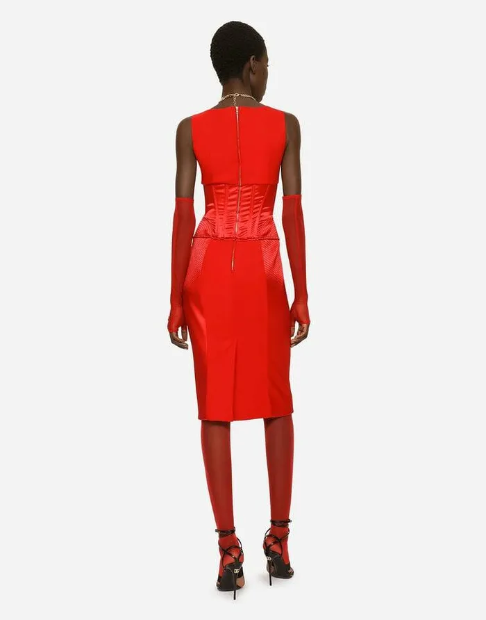 Dolce and Gabbana Dresses Women Satin And Cady Calflength Dress Red Dolce and Gabbana Dresses Women Satin And Cady Calflength Dress Red