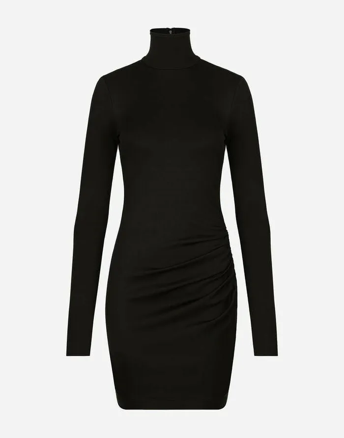 Dolce and Gabbana Dresses Women Short Jersey Milano Rib Dress Black