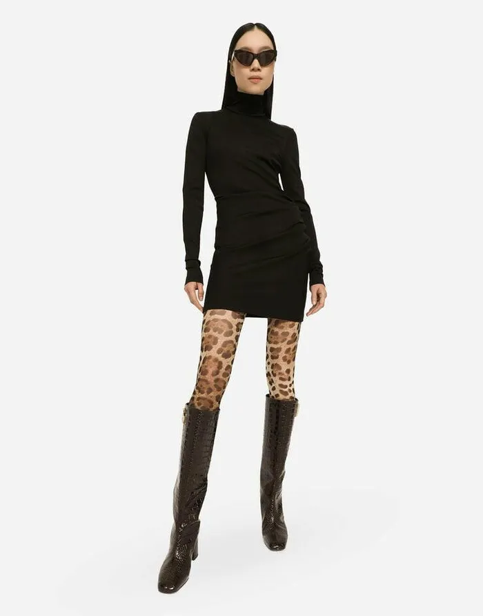 Dolce and Gabbana Dresses Women Short Jersey Milano Rib Dress Black Dolce and Gabbana Dresses Women Short Jersey Milano Rib Dress Black