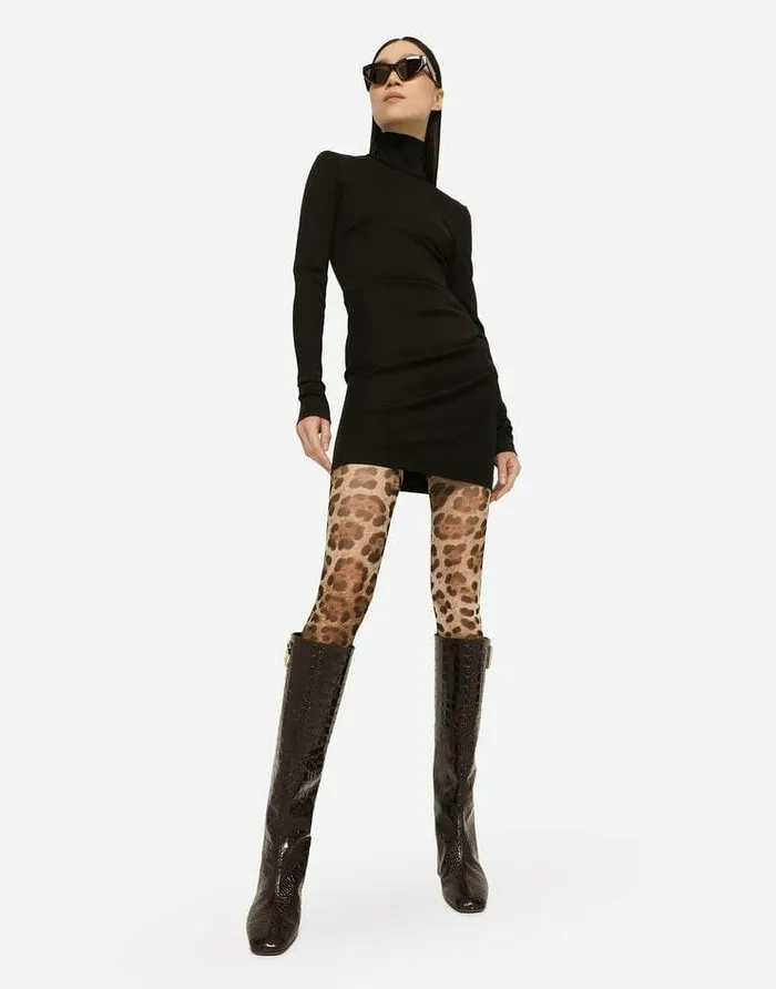 Dolce and Gabbana Dresses Women Short Jersey Milano Rib Dress Black Dolce and Gabbana Dresses Women Short Jersey Milano Rib Dress Black