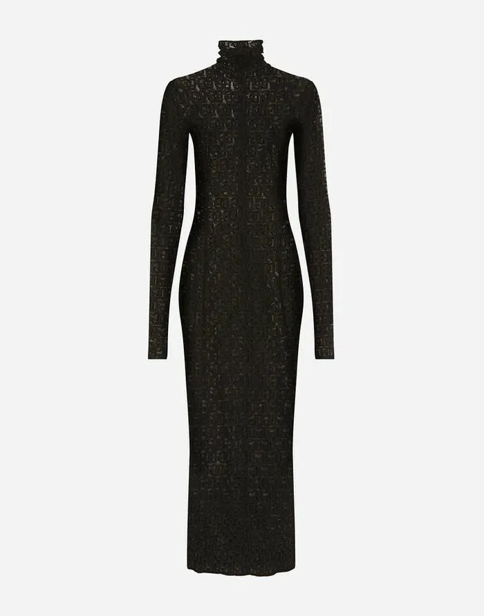 Dolce and Gabbana Dresses Women Tulle Calflength Dress With Allover DG Logo Black Dolce and Gabbana Dresses Women Tulle Calflength Dress With Allover DG Logo Black