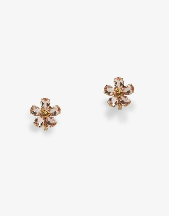 Dolce and Gabbana Earrings Women Red Gold Flower Earrings Gold