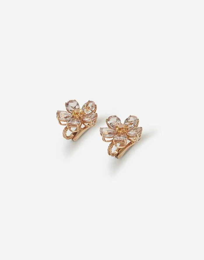 Dolce and Gabbana Earrings Women Red Gold Flower Earrings Gold Dolce and Gabbana Earrings Women Red Gold Flower Earrings Gold