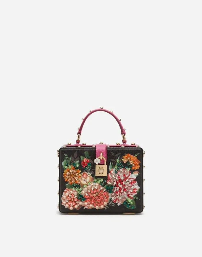 Dolce and Gabbana Handbags Women Dolce Box Bag In Printed Dauphine Calfskin With Embroidery Floral Print Dolce and Gabbana Handbags Women Dolce Box Bag In Printed Dauphine Calfskin With Embroidery Floral Print