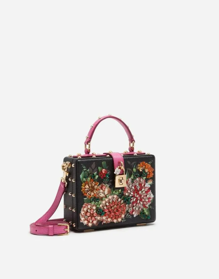 Dolce and Gabbana Handbags Women Dolce Box Bag In Printed Dauphine Calfskin With Embroidery Floral Print Dolce and Gabbana Handbags Women Dolce Box Bag In Printed Dauphine Calfskin With Embroidery Floral Print