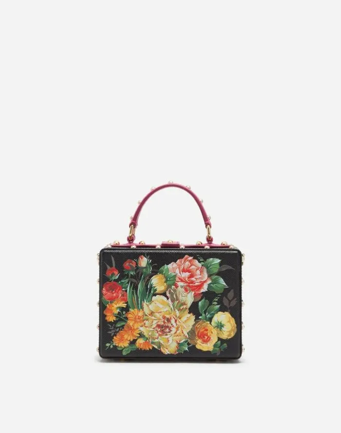 Dolce and Gabbana Handbags Women Dolce Box Bag In Printed Dauphine Calfskin With Embroidery Floral Print Dolce and Gabbana Handbags Women Dolce Box Bag In Printed Dauphine Calfskin With Embroidery Floral Print