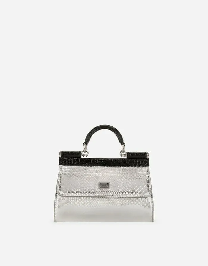 Dolce and Gabbana Handbags Women KIM DOLCEandGABBANA Small Sicily Bag In Crocodileprint Calfskin And Python Skin Multicolor Dolce and Gabbana Handbags Women KIM DOLCEandGABBANA Small Sicily Bag In Crocodileprint Calfskin And Python Skin Multicolor