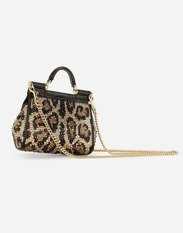 Dolce and Gabbana Handbags Women Mini Sicily Handbag Animal Print Dolce and Gabbana Handbags Women Mini Sicily Handbag Animal Print
