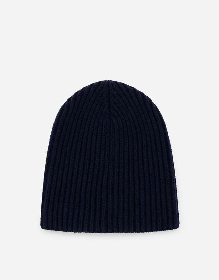 Dolce and Gabbana Hats And Gloves Men Knit Cashmere Hat With DG Patch Blue Dolce and Gabbana Hats And Gloves Men Knit Cashmere Hat With DG Patch Blue