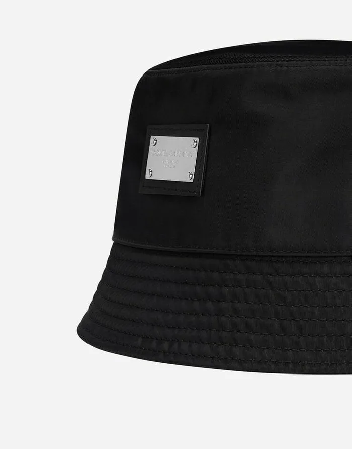 Dolce and Gabbana Hats And Gloves Men Nylon Bucket Hat With Branded Plate Black Dolce and Gabbana Hats And Gloves Men Nylon Bucket Hat With Branded Plate Black