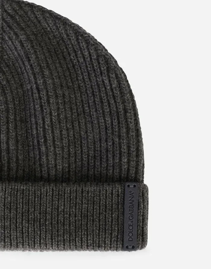 Dolce and Gabbana Hats And Gloves Men Wool Fishermans Rib Knit Hat Grey Dolce and Gabbana Hats And Gloves Men Wool Fishermans Rib Knit Hat Grey