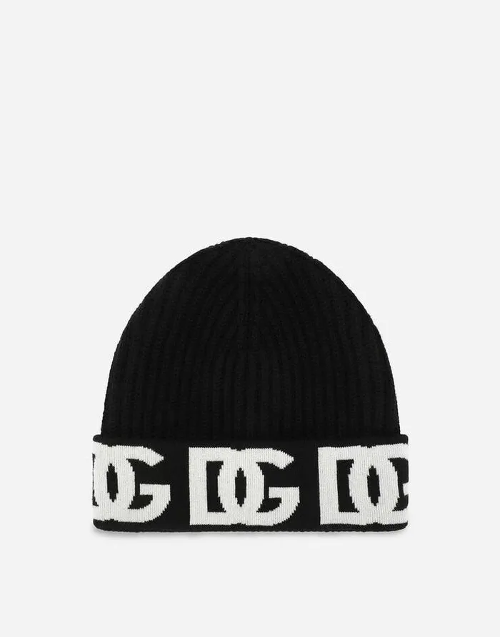 Dolce and Gabbana Hats And Gloves Women Cashmere Hat With Jacquard DG Logo Multicolor Dolce and Gabbana Hats And Gloves Women Cashmere Hat With Jacquard DG Logo Multicolor