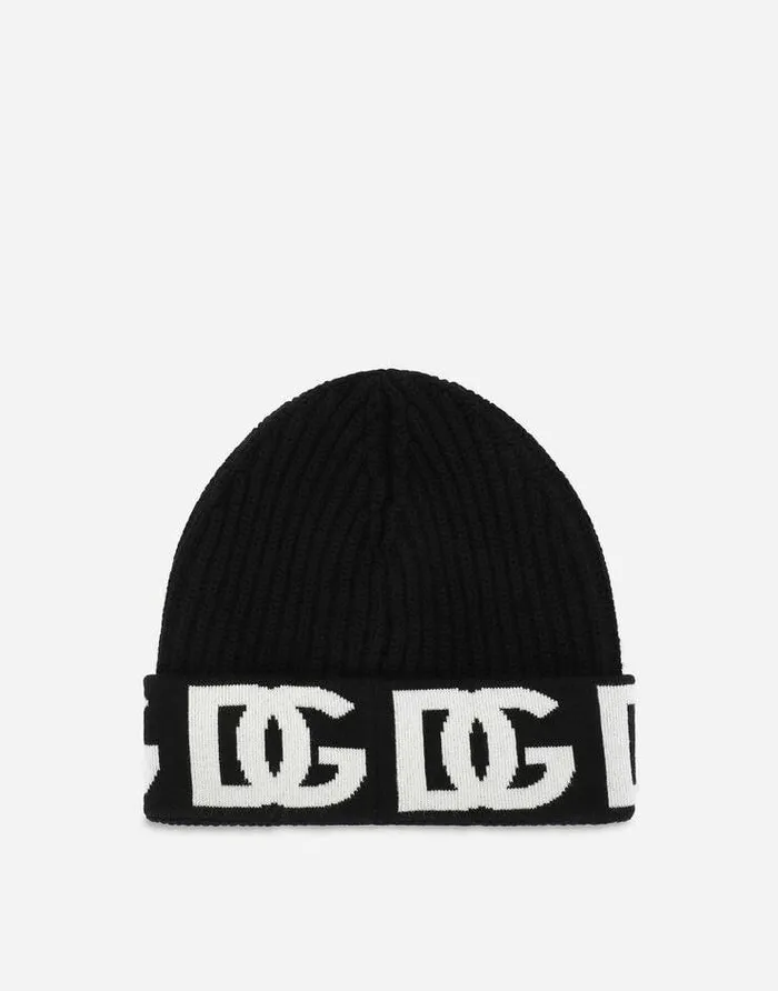 Dolce and Gabbana Hats And Gloves Women Cashmere Hat With Jacquard DG Logo Multicolor Dolce and Gabbana Hats And Gloves Women Cashmere Hat With Jacquard DG Logo Multicolor