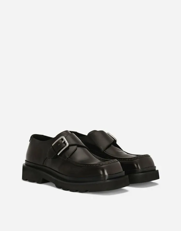 Dolce and Gabbana Loafers And Moccasins Men Brushed Calfskin Monkstrap Shoes Brown Dolce and Gabbana Loafers And Moccasins Men Brushed Calfskin Monkstrap Shoes Brown