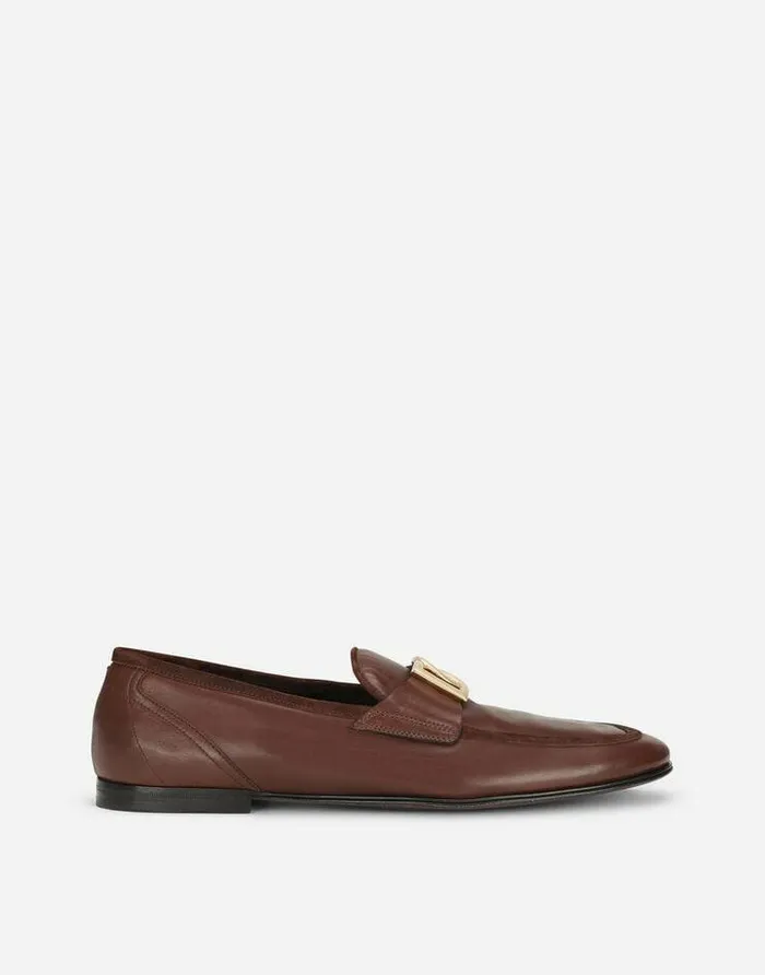 Dolce and Gabbana Loafers And Moccasins Men Calfskin Slippers Brown