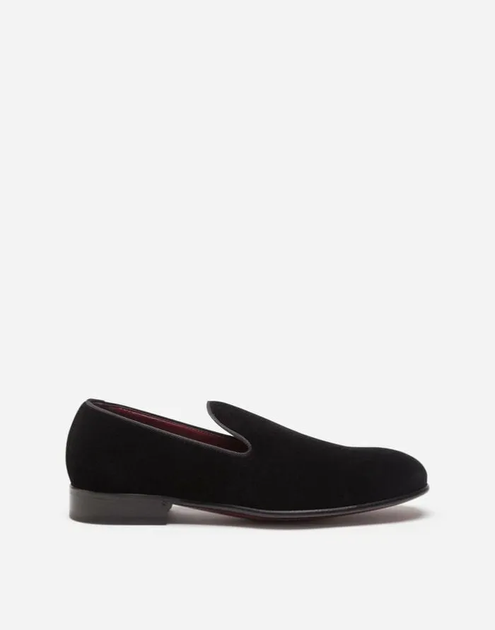 Dolce and Gabbana Loafers And Moccasins Men Velvet Slippers Black