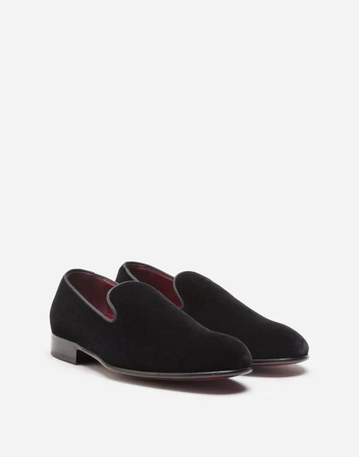 Dolce and Gabbana Loafers And Moccasins Men Velvet Slippers Black Dolce and Gabbana Loafers And Moccasins Men Velvet Slippers Black
