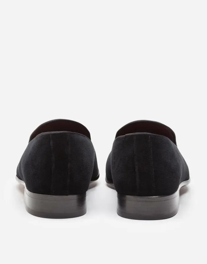 Dolce and Gabbana Loafers And Moccasins Men Velvet Slippers Black Dolce and Gabbana Loafers And Moccasins Men Velvet Slippers Black