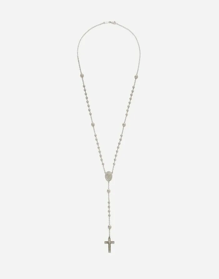 Dolce and Gabbana Necklaces Men Tradition White Gold Rosary Necklace White Gold Dolce and Gabbana Necklaces Men Tradition White Gold Rosary Necklace White Gold