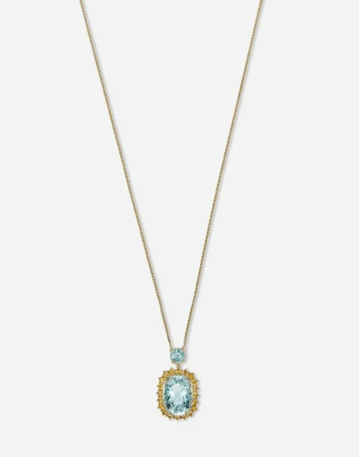 Dolce and Gabbana Necklaces Women Herritage Pendant In Yellow Gold With Aquamarines And Yellow Sapphires Gold Dolce and Gabbana Necklaces Women Herritage Pendant In Yellow Gold With Aquamarines And Yellow Sapphires Gold