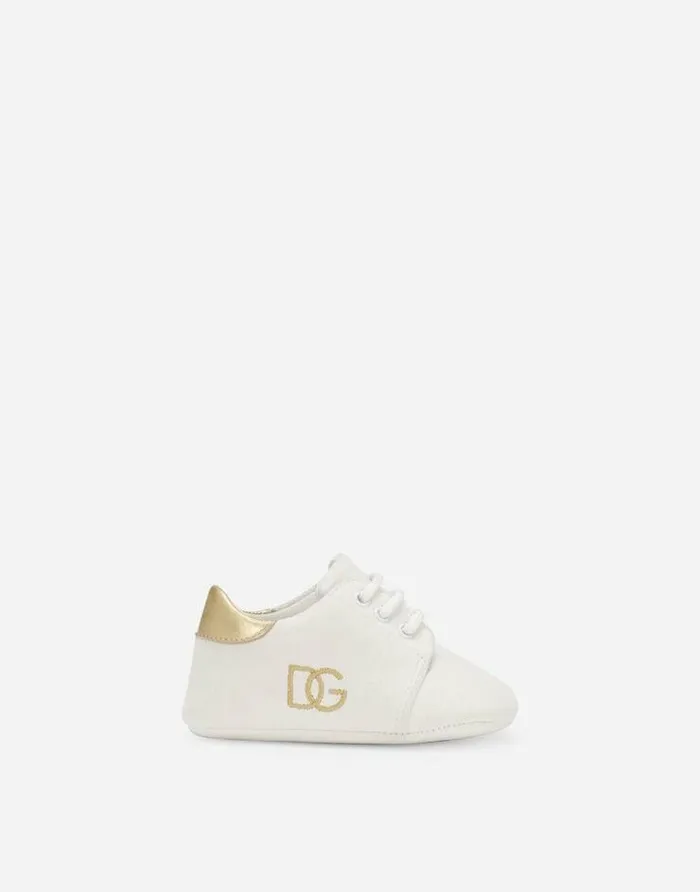 Dolce and Gabbana Newborn Shoes 1620 Children Suede Sneakers With DG Logo Embroidery White Dolce and Gabbana Newborn Shoes 1620 Children Suede Sneakers With DG Logo Embroidery White
