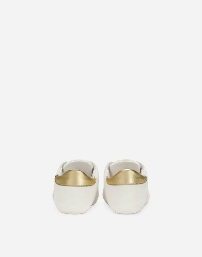 Dolce and Gabbana Newborn Shoes 1620 Children Suede Sneakers With DG Logo Embroidery White Dolce and Gabbana Newborn Shoes 1620 Children Suede Sneakers With DG Logo Embroidery White