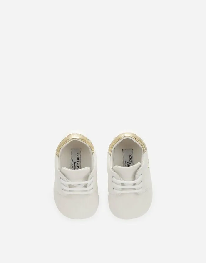 Dolce and Gabbana Newborn Shoes 1620 Children Suede Sneakers With DG Logo Embroidery White Dolce and Gabbana Newborn Shoes 1620 Children Suede Sneakers With DG Logo Embroidery White