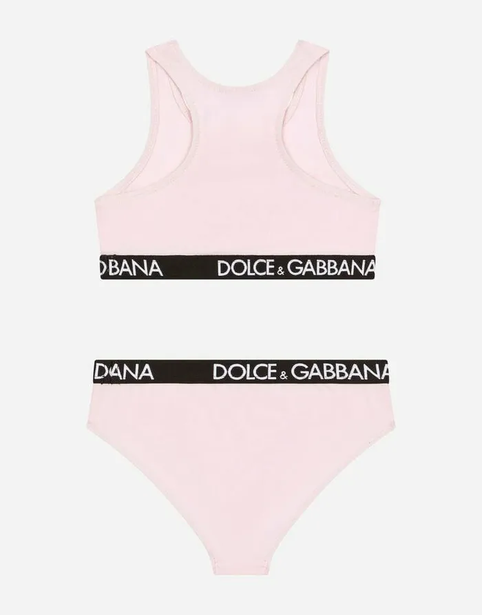 Dolce and Gabbana Nightwear Children Jersey Underwear Set With Branded Elastic Pink Dolce and Gabbana Nightwear Children Jersey Underwear Set With Branded Elastic Pink