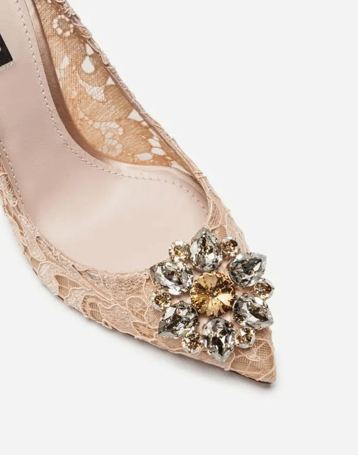 Dolce and Gabbana Pumps And Slingback Women Lace Rainbow Pumps With Brooch Detailing Pink Dolce and Gabbana Pumps And Slingback Women Lace Rainbow Pumps With Brooch Detailing Pink
