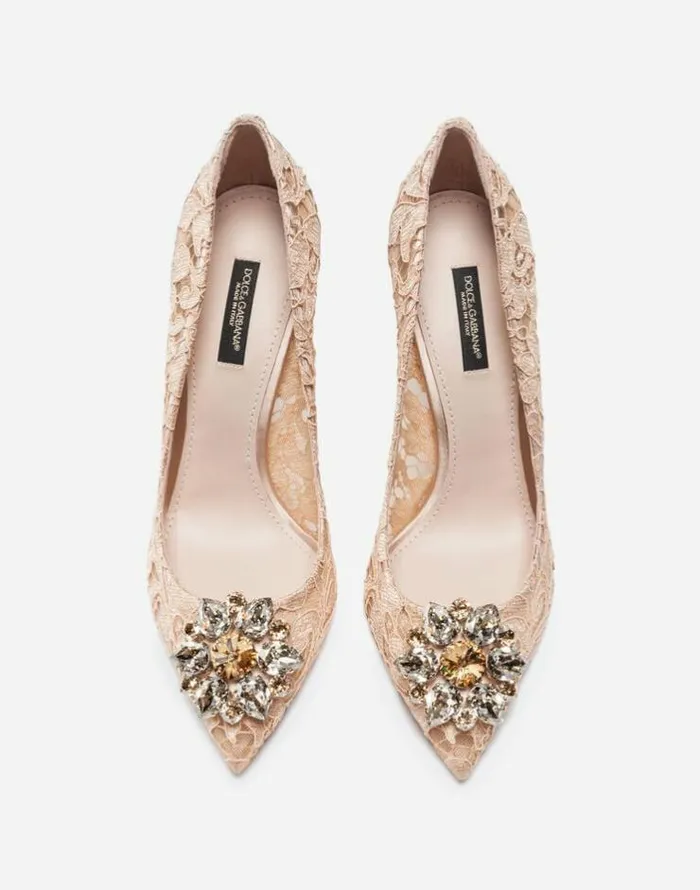 Dolce and Gabbana Pumps And Slingback Women Lace Rainbow Pumps With Brooch Detailing Pink Dolce and Gabbana Pumps And Slingback Women Lace Rainbow Pumps With Brooch Detailing Pink