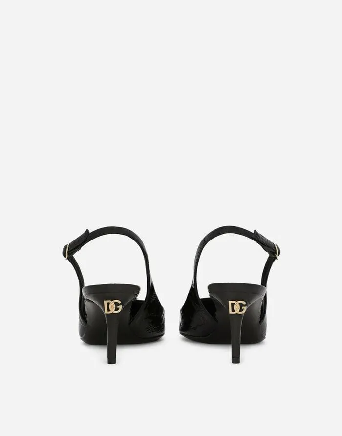 Dolce and Gabbana Pumps And Slingback Women Tortoiseshellprint Patent Leather Slingbacks Black Dolce and Gabbana Pumps And Slingback Women Tortoiseshellprint Patent Leather Slingbacks Black