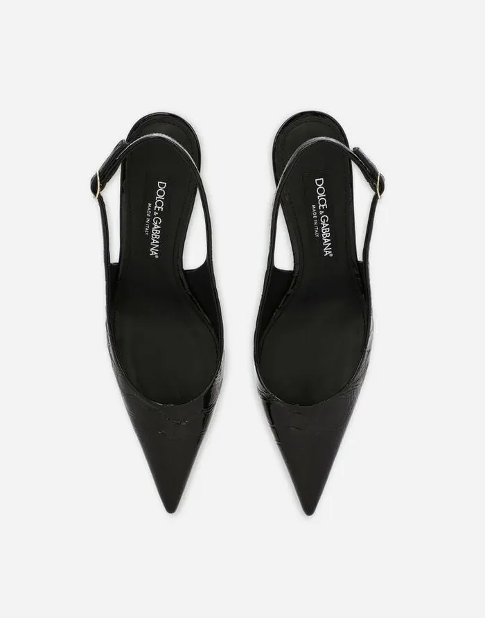 Dolce and Gabbana Pumps And Slingback Women Tortoiseshellprint Patent Leather Slingbacks Black Dolce and Gabbana Pumps And Slingback Women Tortoiseshellprint Patent Leather Slingbacks Black