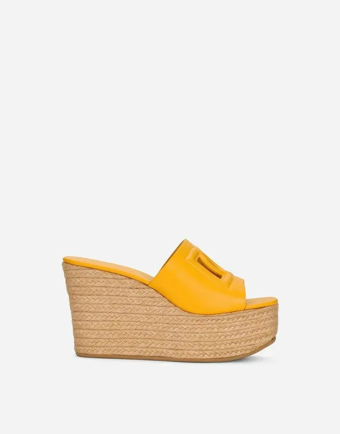 Dolce and Gabbana Sandals And Wedges Women Calfskin Wedge Yellow