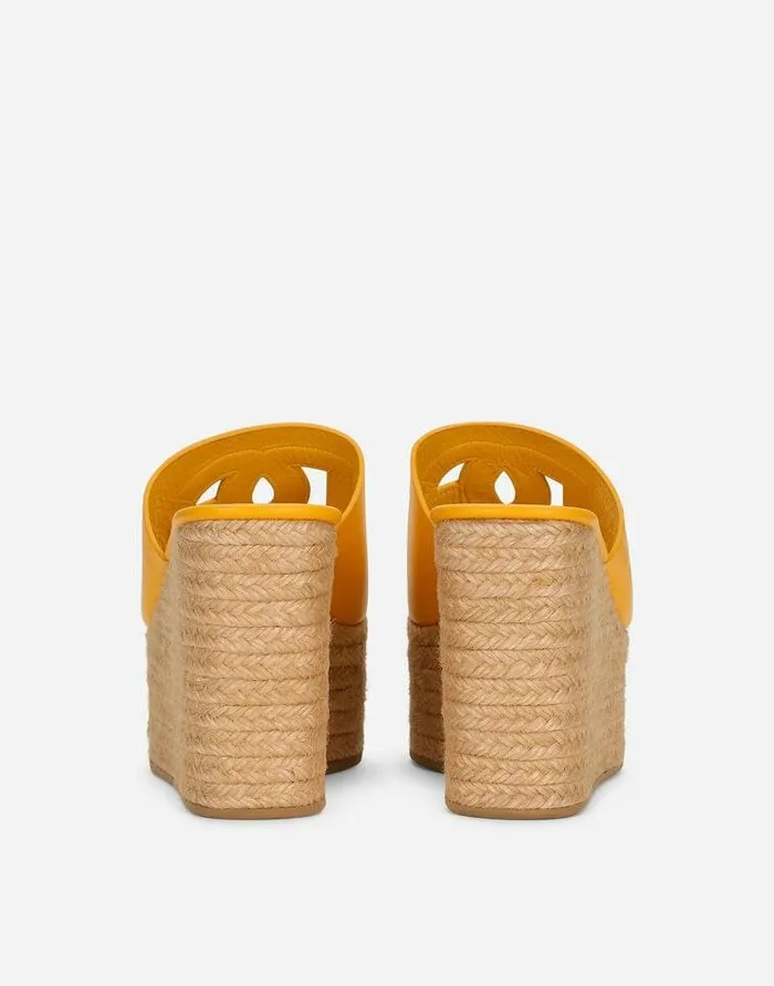 Dolce and Gabbana Sandals And Wedges Women Calfskin Wedge Yellow Dolce and Gabbana Sandals And Wedges Women Calfskin Wedge Yellow