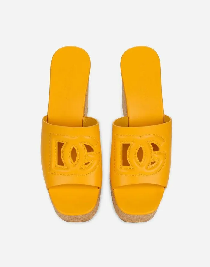 Dolce and Gabbana Sandals And Wedges Women Calfskin Wedge Yellow Dolce and Gabbana Sandals And Wedges Women Calfskin Wedge Yellow