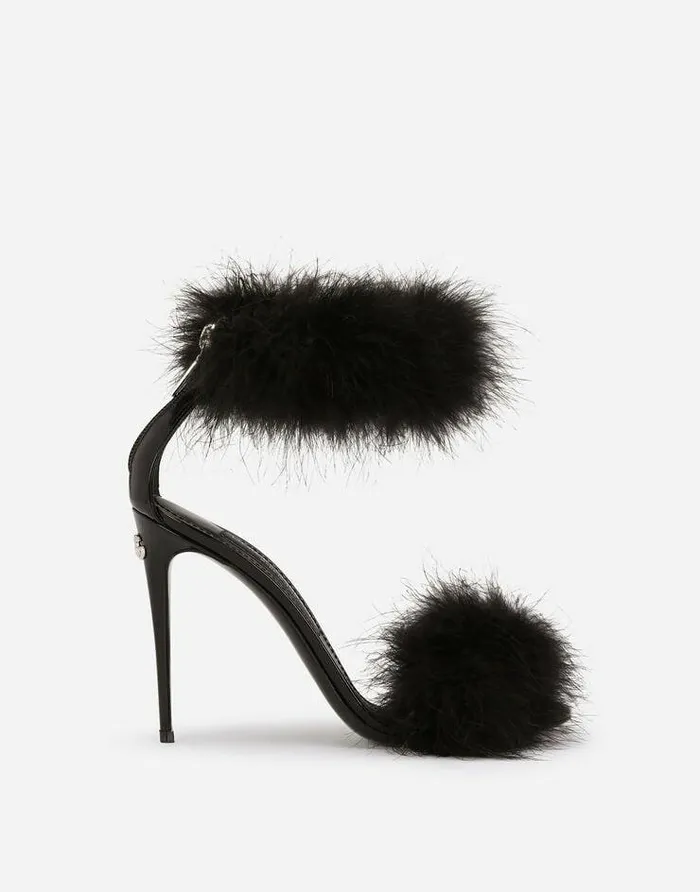 Dolce and Gabbana Sandals And Wedges Women Marabou Sandals Black