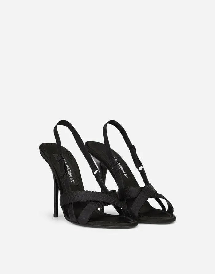 Dolce and Gabbana Sandals And Wedges Women Satin Sandals Black Dolce and Gabbana Sandals And Wedges Women Satin Sandals Black