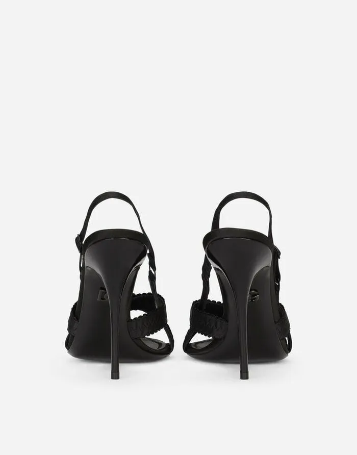 Dolce and Gabbana Sandals And Wedges Women Satin Sandals Black Dolce and Gabbana Sandals And Wedges Women Satin Sandals Black