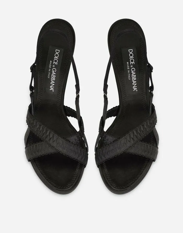 Dolce and Gabbana Sandals And Wedges Women Satin Sandals Black Dolce and Gabbana Sandals And Wedges Women Satin Sandals Black