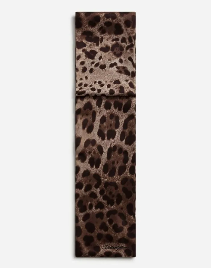 Dolce and Gabbana Scarves And Silks Men Silk Leopard Print Scarf Multicolor