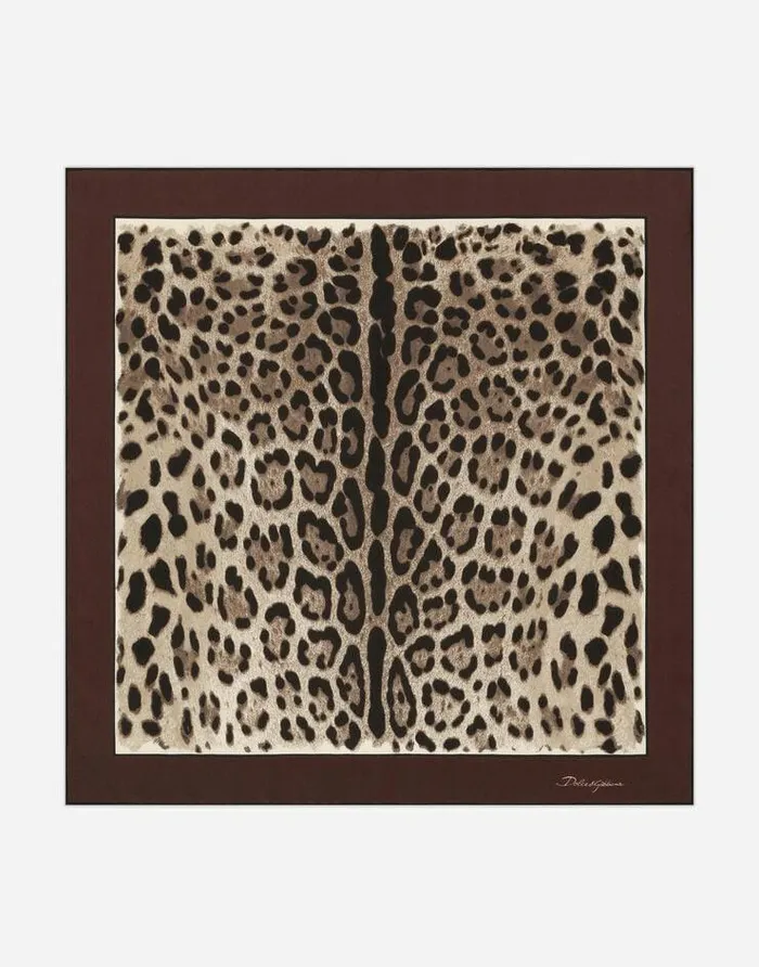 Dolce and Gabbana Scarves And Silks Women Leopardprint Twill Scarf 5021550 Brown