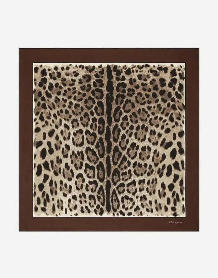 Dolce and Gabbana Scarves And Silks Women Leopardprint Twill Scarf 9021590 Brown